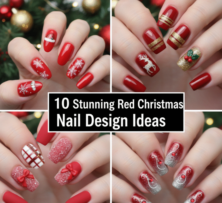 10 Stunning Red Christmas Nail Design Ideas
